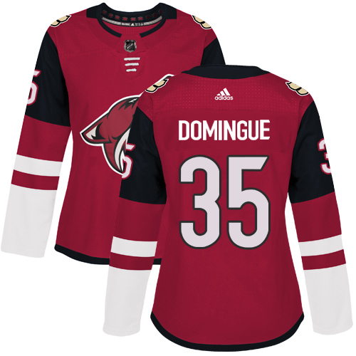 Adidas Arizona Coyotes #35 Louis Domingue Maroon Home Authentic Women Stitched NHL Jersey
